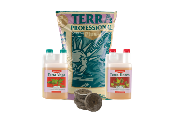 Canna Erde 50L & Canna Terra Vega & Canna Terra Flores je 1L inkl Jiffys