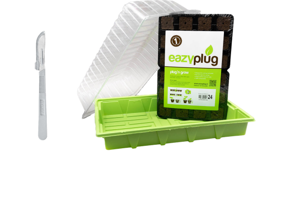 Anzucht Set 12er / 24er Eazy Plug mit Gewächshaus + Skalpell 24erTray